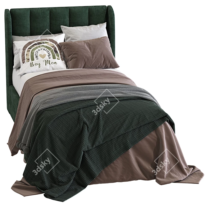 Cream Lizbeth Fabric Bed 228 - Elegant and Comfy 3D model image 2