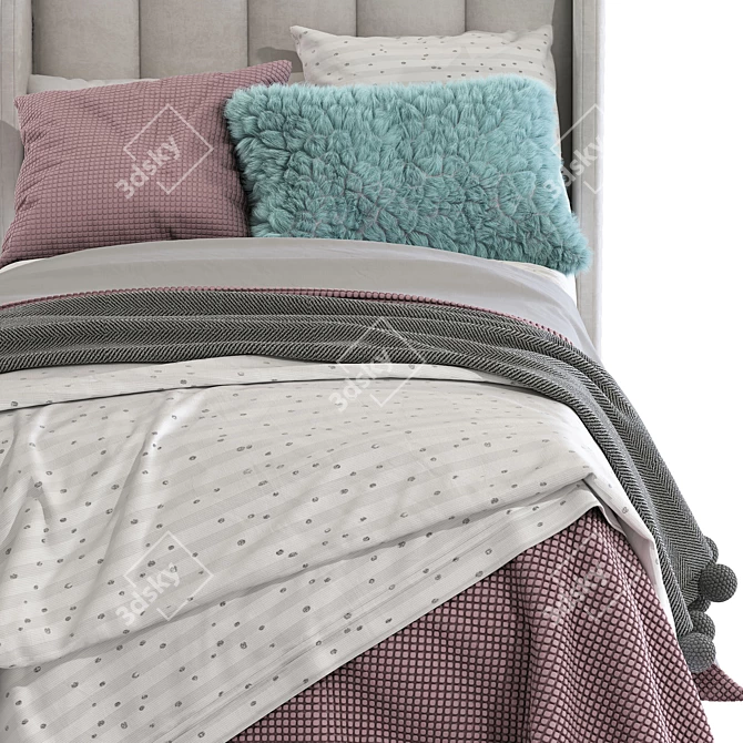 Cream Lizbeth Fabric Bed 228 - Elegant and Comfy 3D model image 3