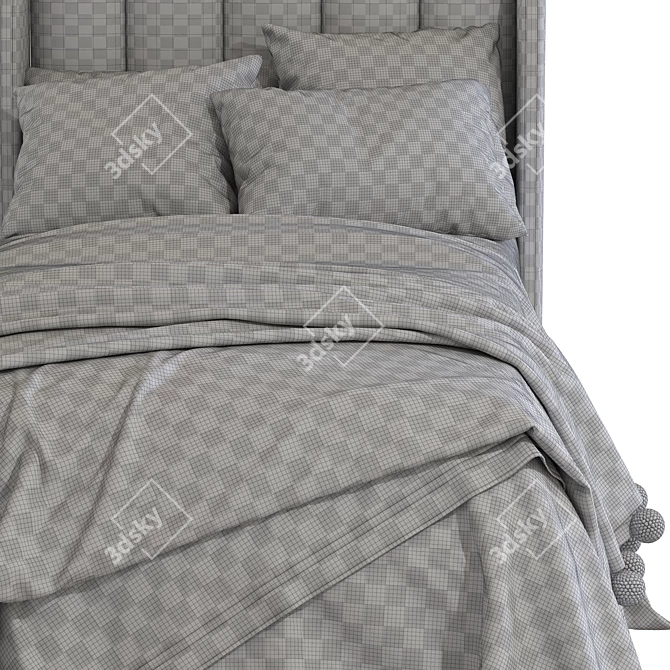 Cream Lizbeth Fabric Bed 228 - Elegant and Comfy 3D model image 4