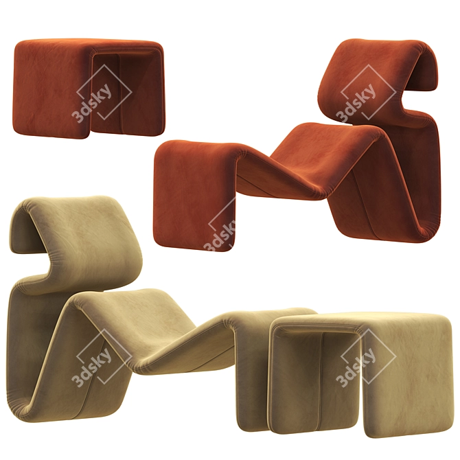 Etcetera Lounge Chair: Contemporary Comfort at its Finest 3D model image 1