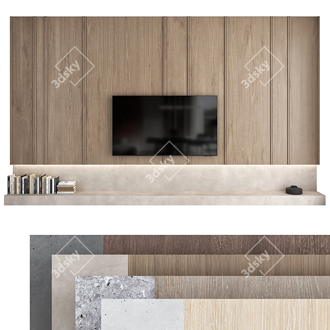 Modern TV Wall Set: 4 Configurations, Samsung 75" Crystal UHD 4K, High-Quality 3D Model 3D model image 1