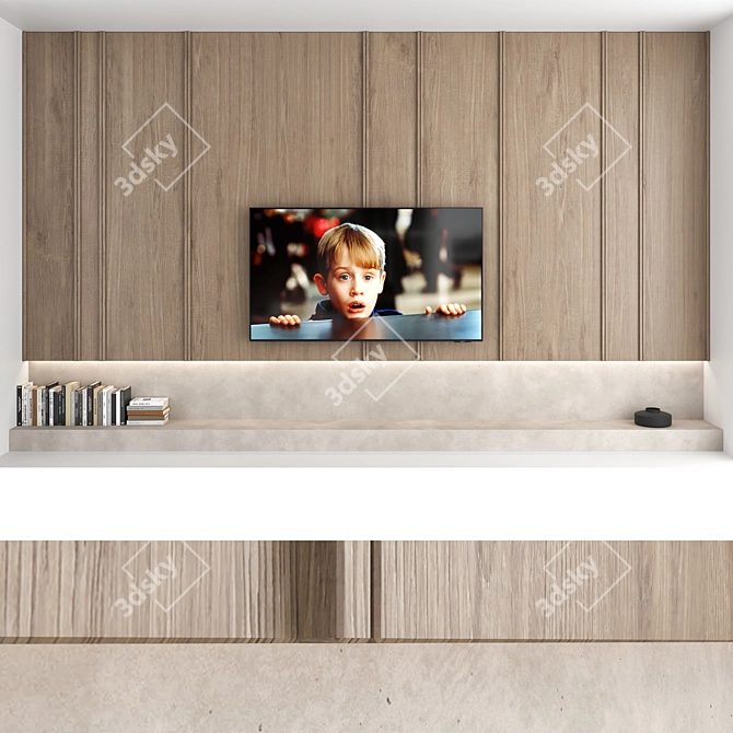 Modern TV Wall Set: 4 Configurations, Samsung 75" Crystal UHD 4K, High-Quality 3D Model 3D model image 5