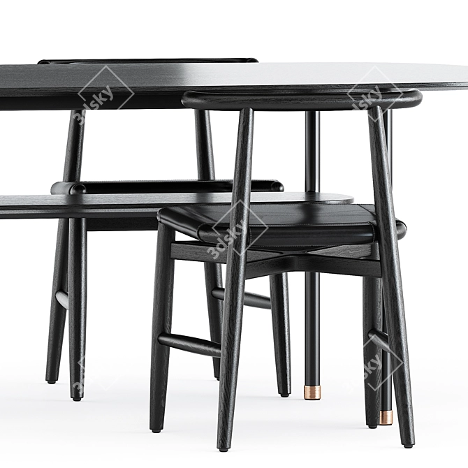 Chic Emilia Chair & Hubert Table 3D model image 3