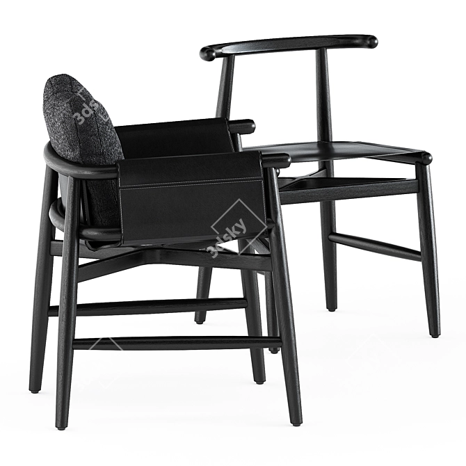 Chic Emilia Chair & Hubert Table 3D model image 4