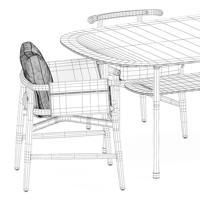 Chic Emilia Chair & Hubert Table 3D model image 5