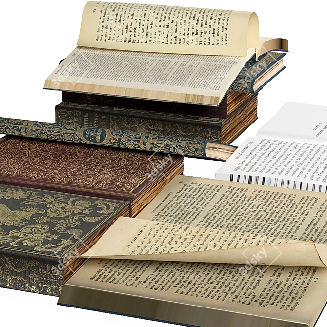 Vintage Book Set: 2015 Edition 3D model image 2