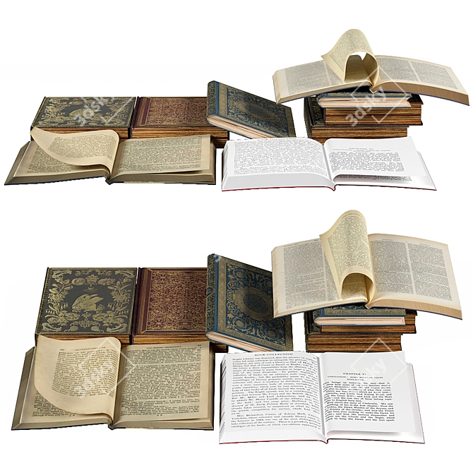 Vintage Book Set: 2015 Edition 3D model image 3