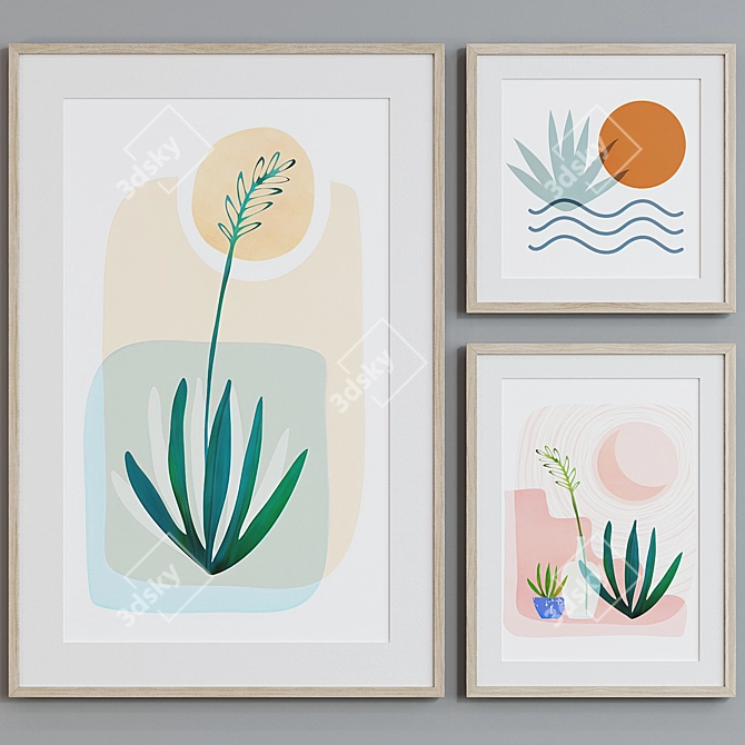 Minimalist Plant Picture Frame Set 3D model image 2