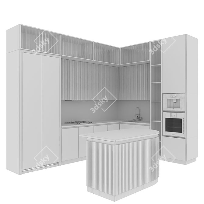 Adjustable Modern Kitchen Design 3D model image 8