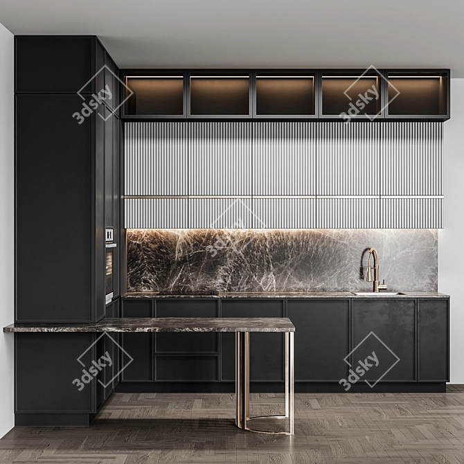 Flexible Modern Kitchen Design 3D model image 2