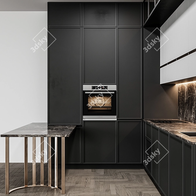 Flexible Modern Kitchen Design 3D model image 3