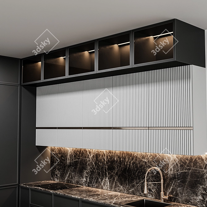 Flexible Modern Kitchen Design 3D model image 4