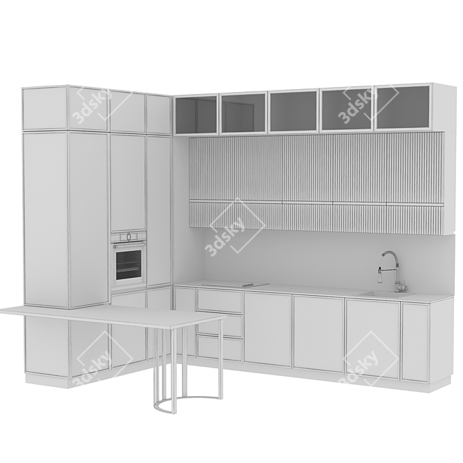 Flexible Modern Kitchen Design 3D model image 7