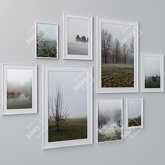 Elegant Wall Paintings Set 3D model image 3