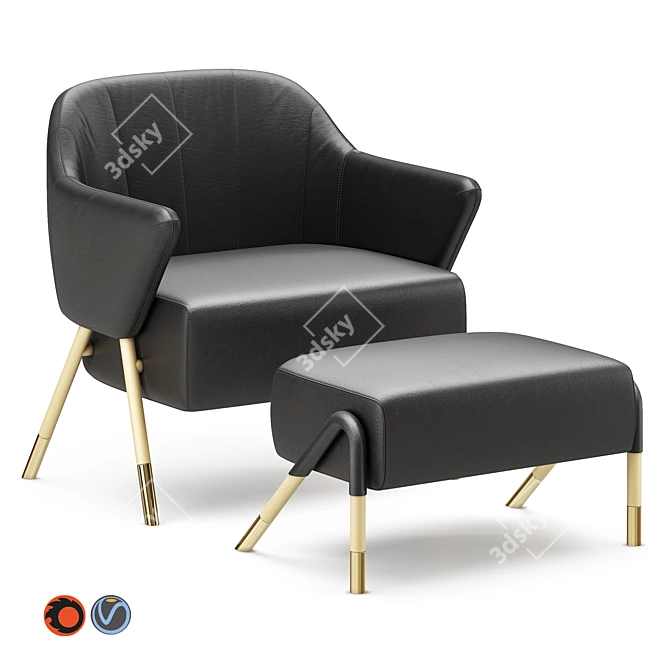 Mid-Century Inspired Jackie 2 Armchair 3D model image 1