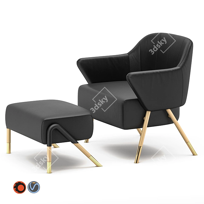 Mid-Century Inspired Jackie 2 Armchair 3D model image 2