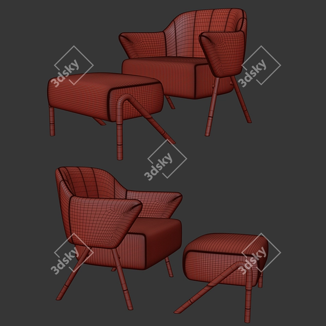 Mid-Century Inspired Jackie 2 Armchair 3D model image 4