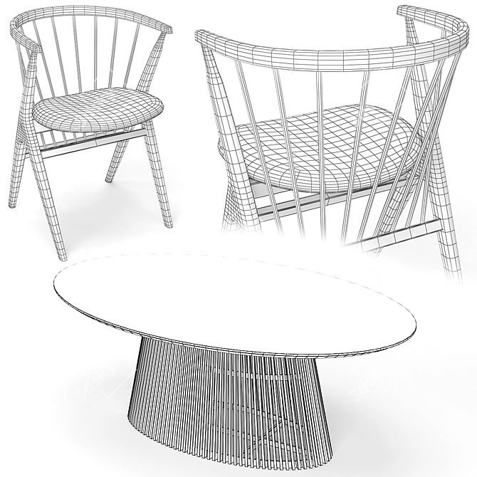 Sleek Black Dining Set 3D model image 5