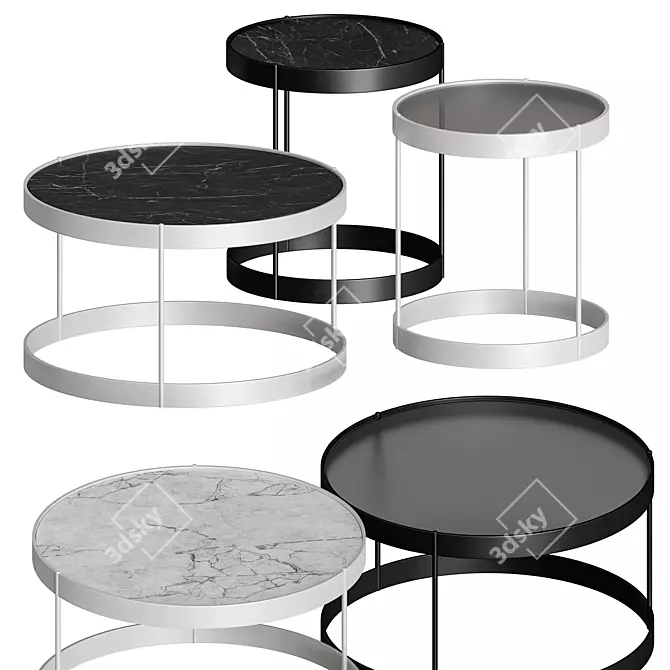 Modern Geometric Drum Coffee Table 3D model image 2