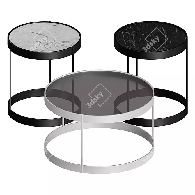 Modern Geometric Drum Coffee Table 3D model image 5