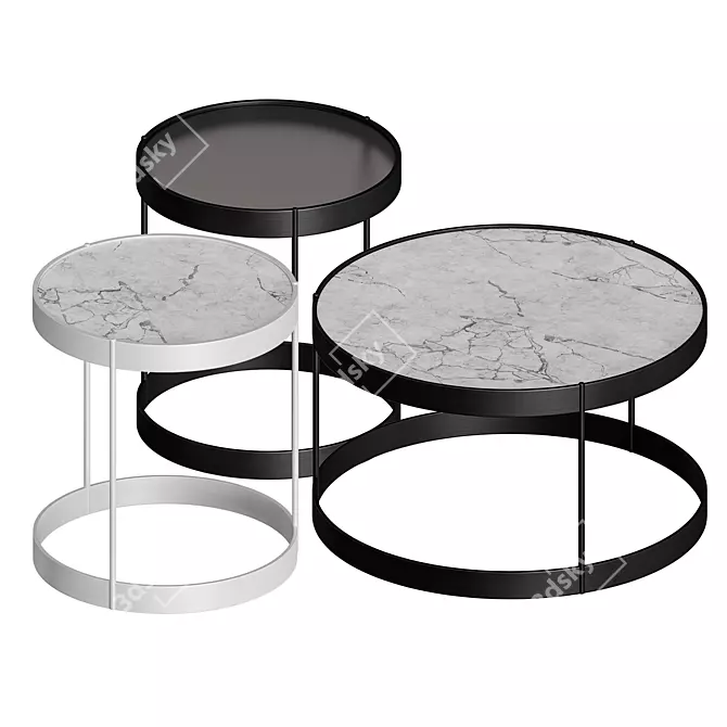 Modern Geometric Drum Coffee Table 3D model image 6
