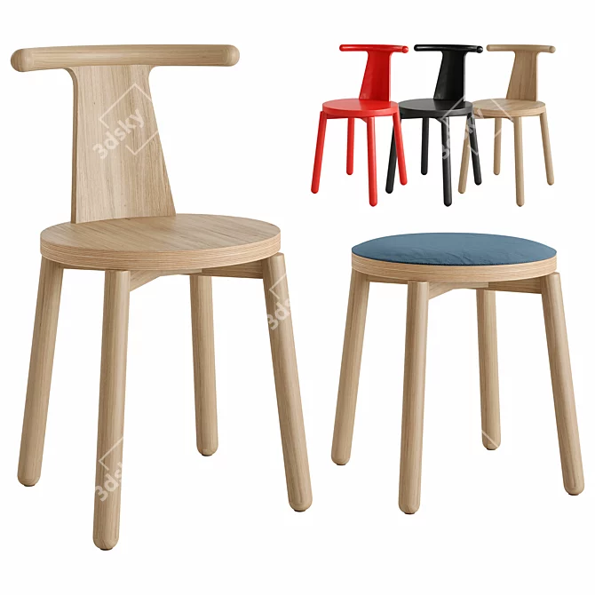 VIVA Chair and Stool: Modern Elegance 3D model image 1