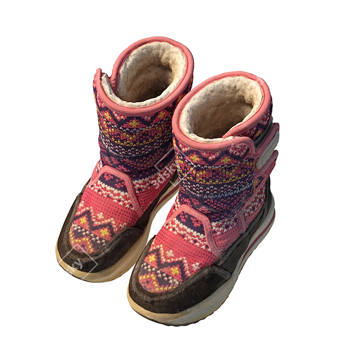 360 Degree Scanned Children's Winter Boots 3D model image 2