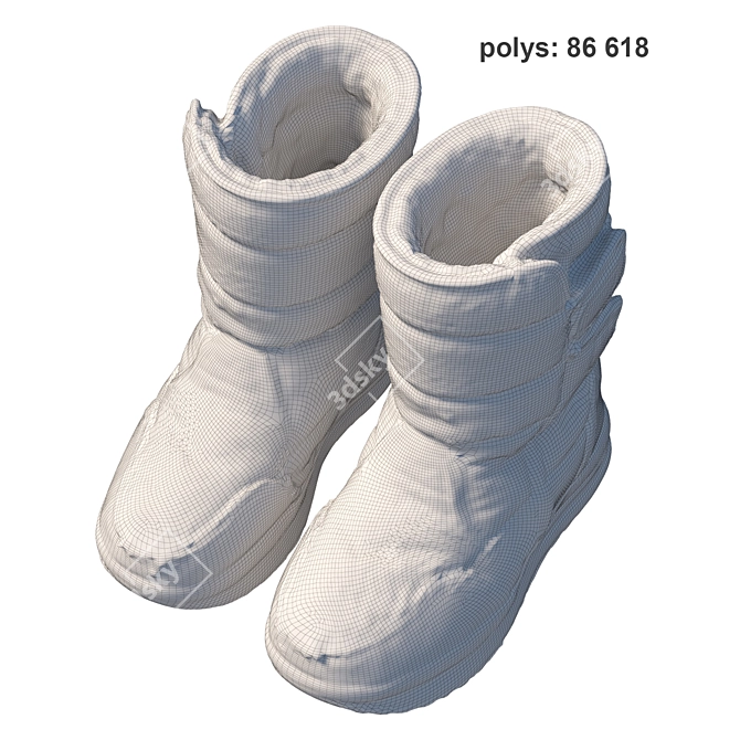 360 Degree Scanned Children's Winter Boots 3D model image 3