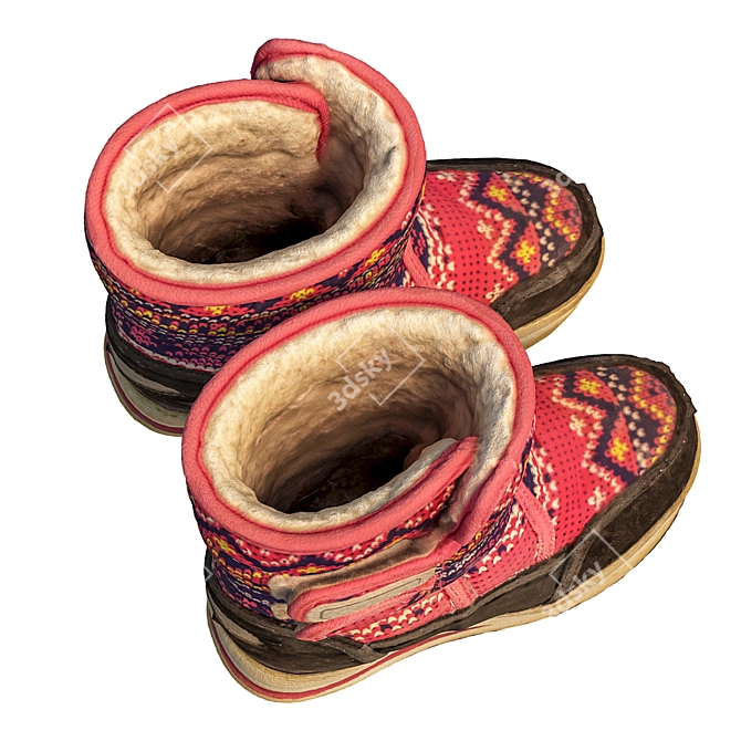 360 Degree Scanned Children's Winter Boots 3D model image 4