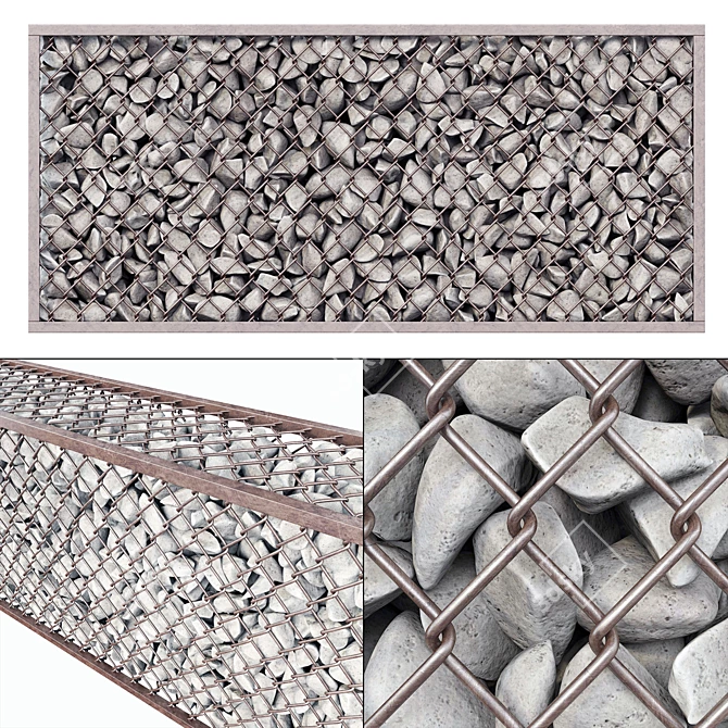 Gabion Cage Rock Stone N2 - High-Quality Textured 3D Model 3D model image 1