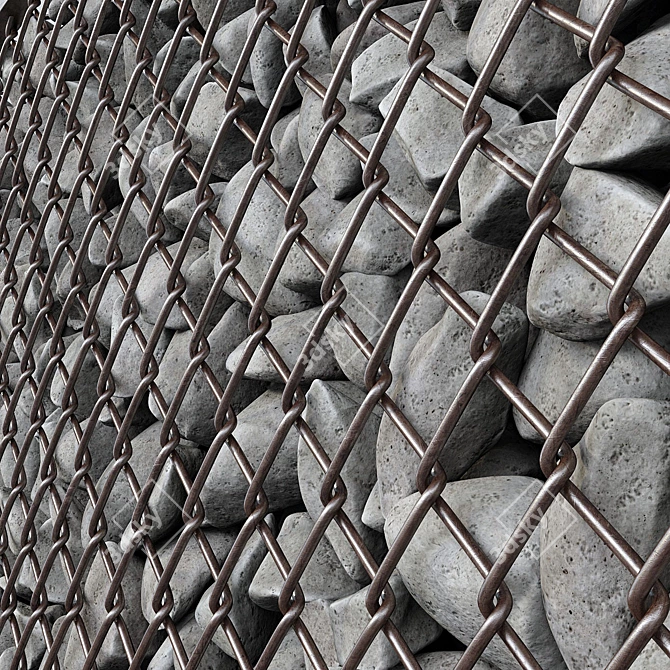 Gabion Cage Rock Stone N2 - High-Quality Textured 3D Model 3D model image 3