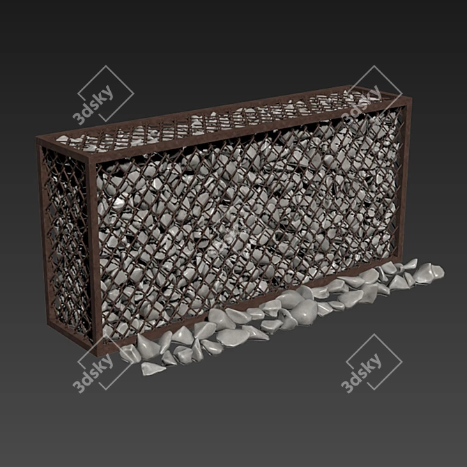 Gabion Cage Rock Stone N2 - High-Quality Textured 3D Model 3D model image 6