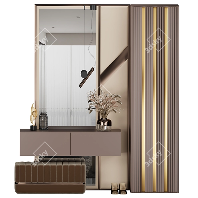 Elegant Hallway Mirror 3D model image 1