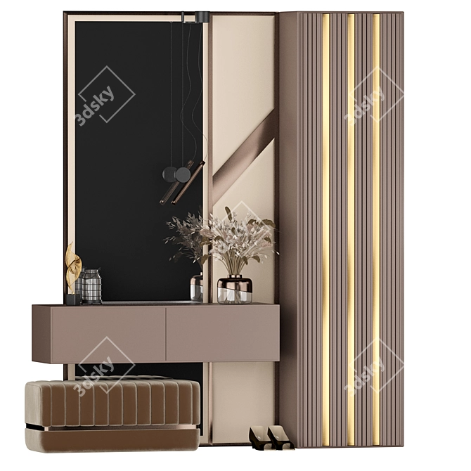 Elegant Hallway Mirror 3D model image 2