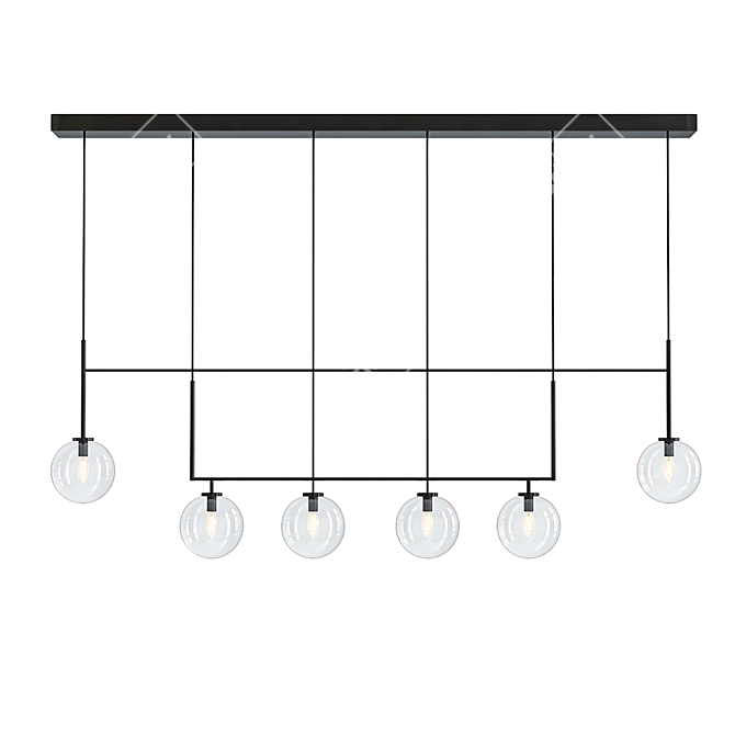 Elegant Glass Linear Chandelier 3D model image 1