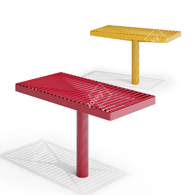 Sleek Steel Seating: PIXEL Park Benches 3D model image 3