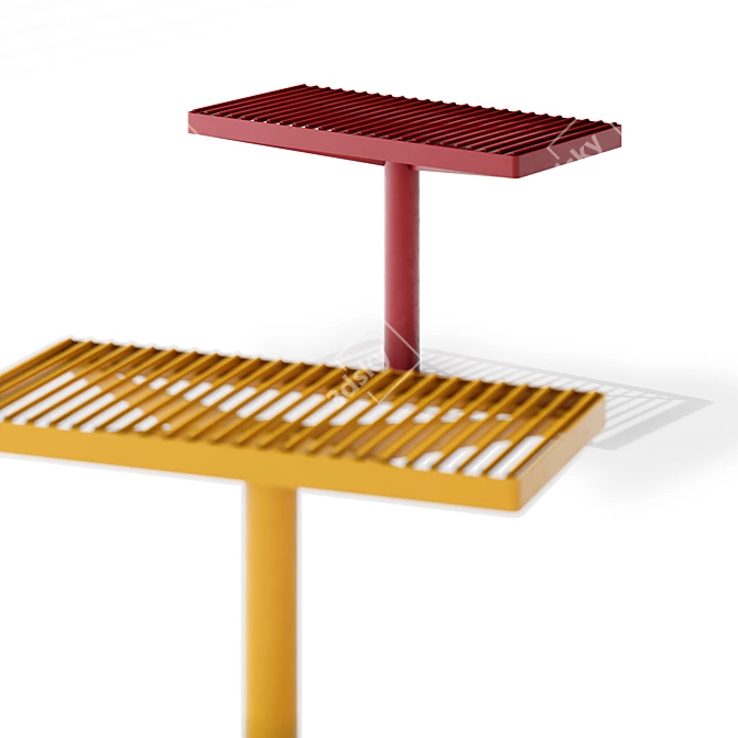 Sleek Steel Seating: PIXEL Park Benches 3D model image 4