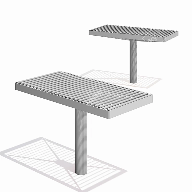 Sleek Steel Seating: PIXEL Park Benches 3D model image 5