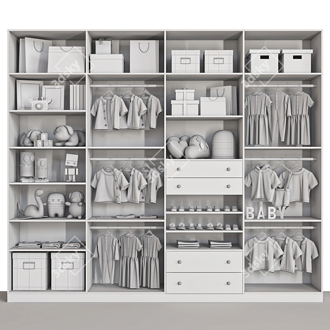 Modern Wardrobe Storage Solution 3D model image 5