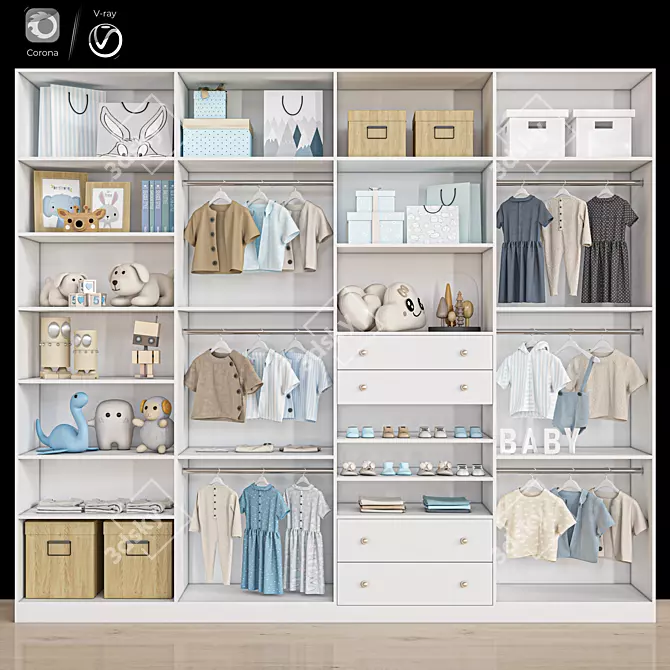 Modern Wardrobe Storage Solution 3D model image 6