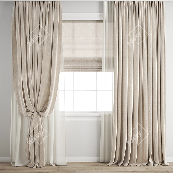 3D Curtain Model Kit 3D model image 1