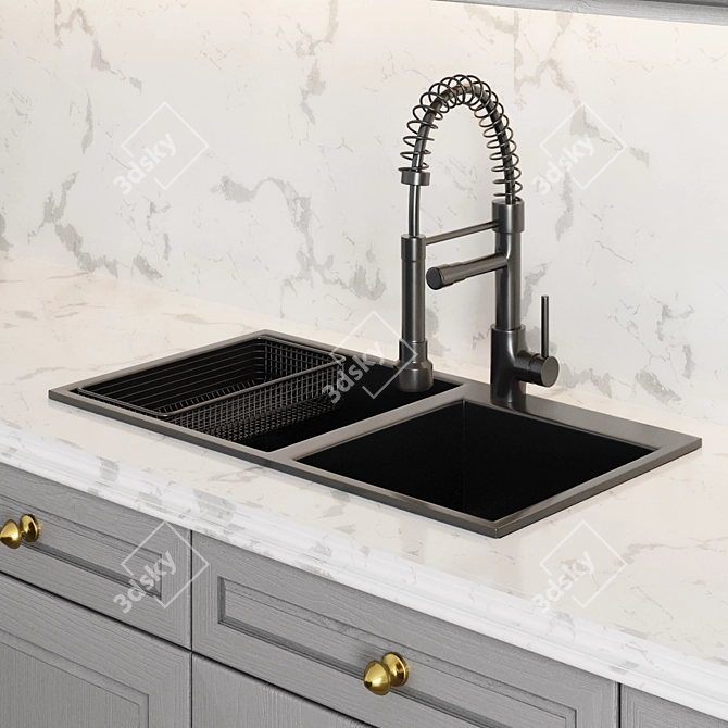 Classic Kitchen 002 - Bosch Hob, Oven, Coffee Machine, Sink 3D model image 5