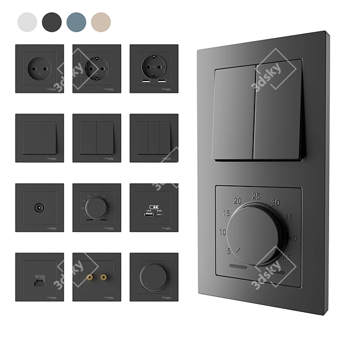 Sleek Atlasdesign Socket Set 3D model image 1