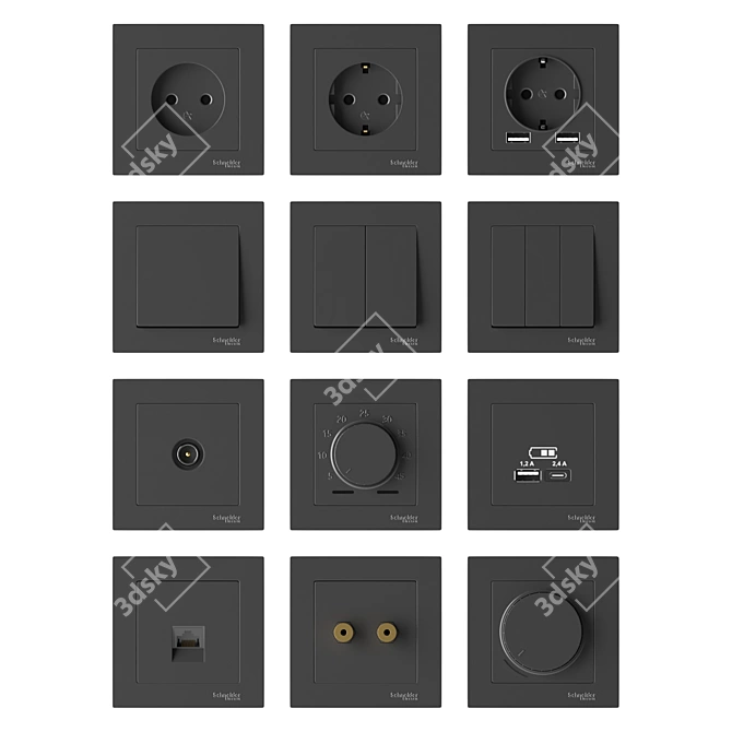 Sleek Atlasdesign Socket Set 3D model image 2