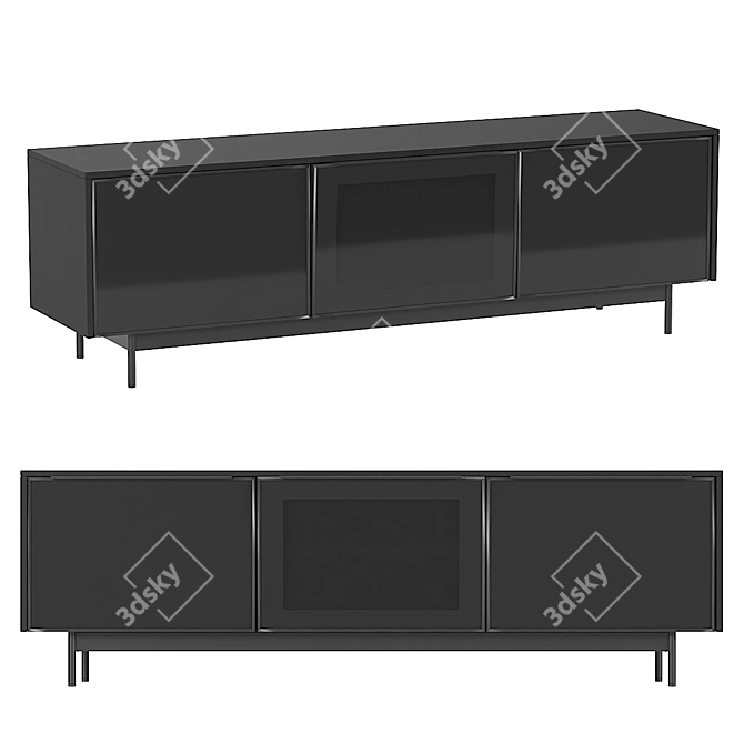 Sleek TV Cabinet with Glass Doors: RANNÄS IKEA 3D model image 3