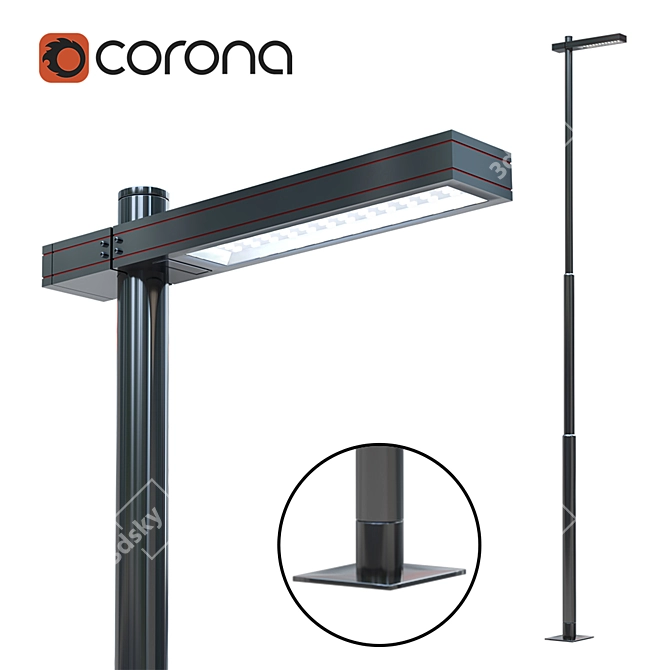 Corona Outdoor Street Lamp 3D model image 1