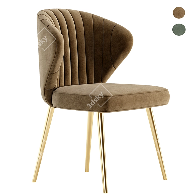 Elegant Velvet Dining Chair Set 3D model image 1