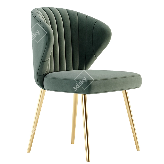 Elegant Velvet Dining Chair Set 3D model image 2