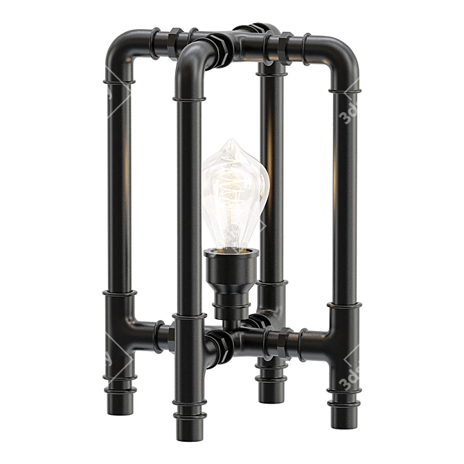 Industrial Pipe Light Fixture 3D model image 1