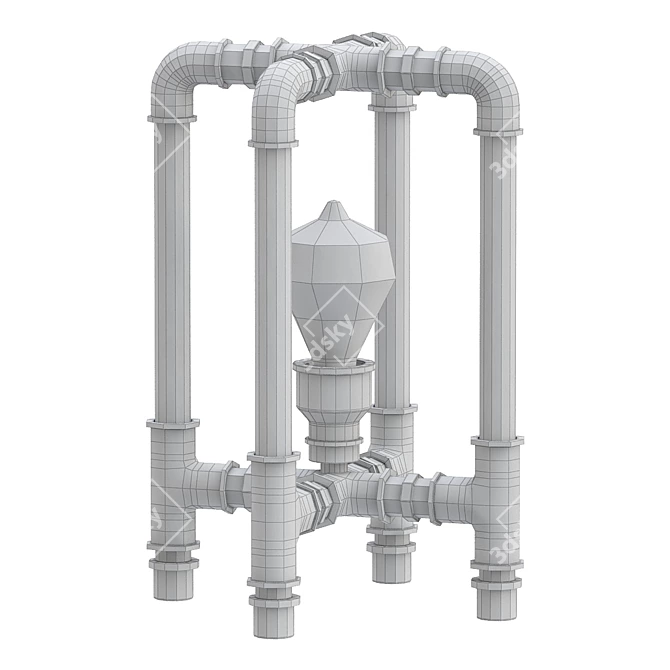 Industrial Pipe Light Fixture 3D model image 2